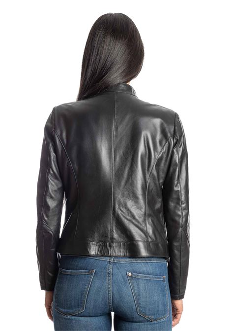 Black zip leather jacket PK BY PASKAL | 327NAPPA-NERO